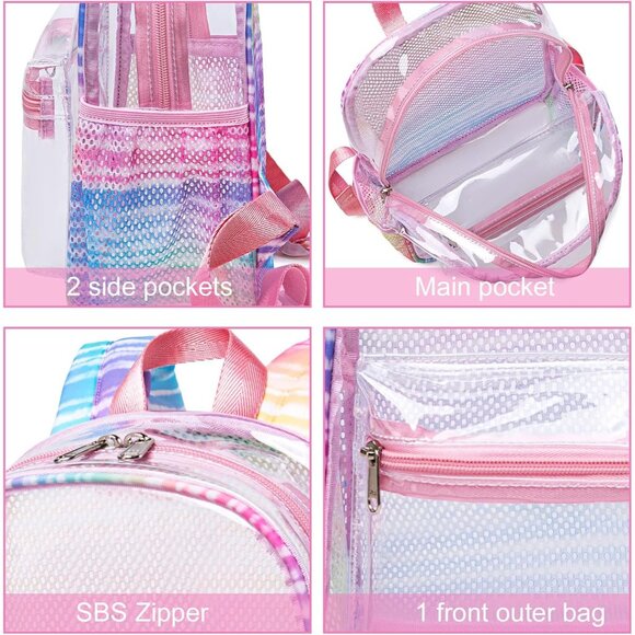 New Beautiful Rainbow Clear Small Backpack for Girls, Women's (12x12x6) - Picture 8 of 8
